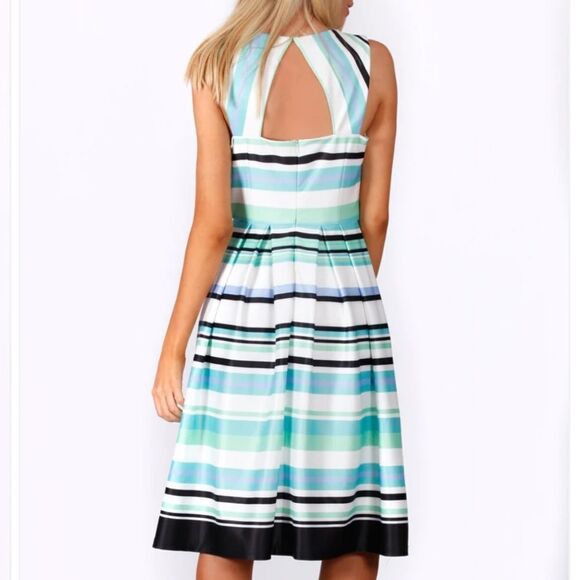 BRAND NEW DANNY AND NICOLE SPEARMINT MULTI STRIPE A-LINE DRESS - Picture 15 of 15